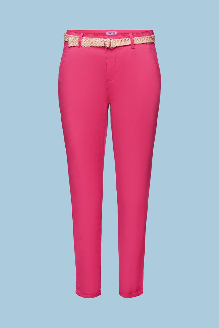 Chinos med bælte, PINK FUCHSIA, detail image number 7