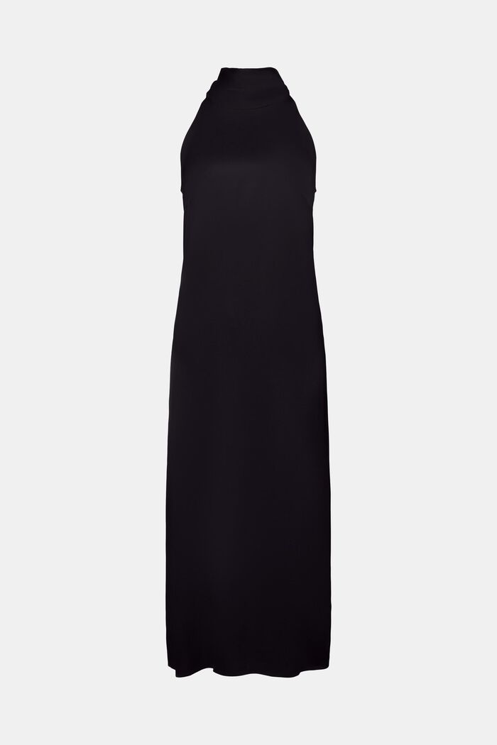 Maxi-kjole i satin med halterneck, BLACK, detail image number 7