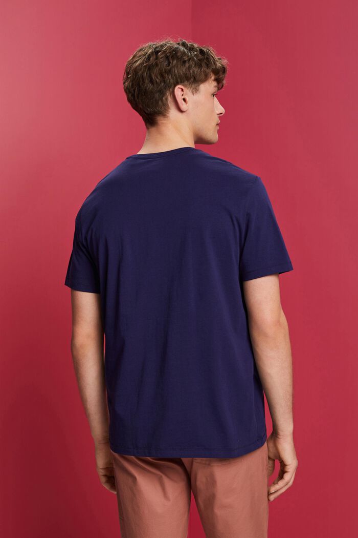 T-shirt med rund hals og print, 100 % bomuld, DARK BLUE, detail image number 3