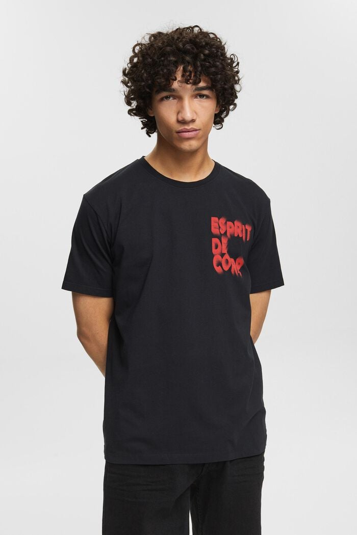 Jersey-T-shirt med print, BLACK, detail image number 0