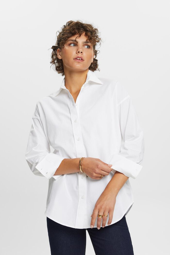 Oversized skjortebluse, WHITE, detail image number 0