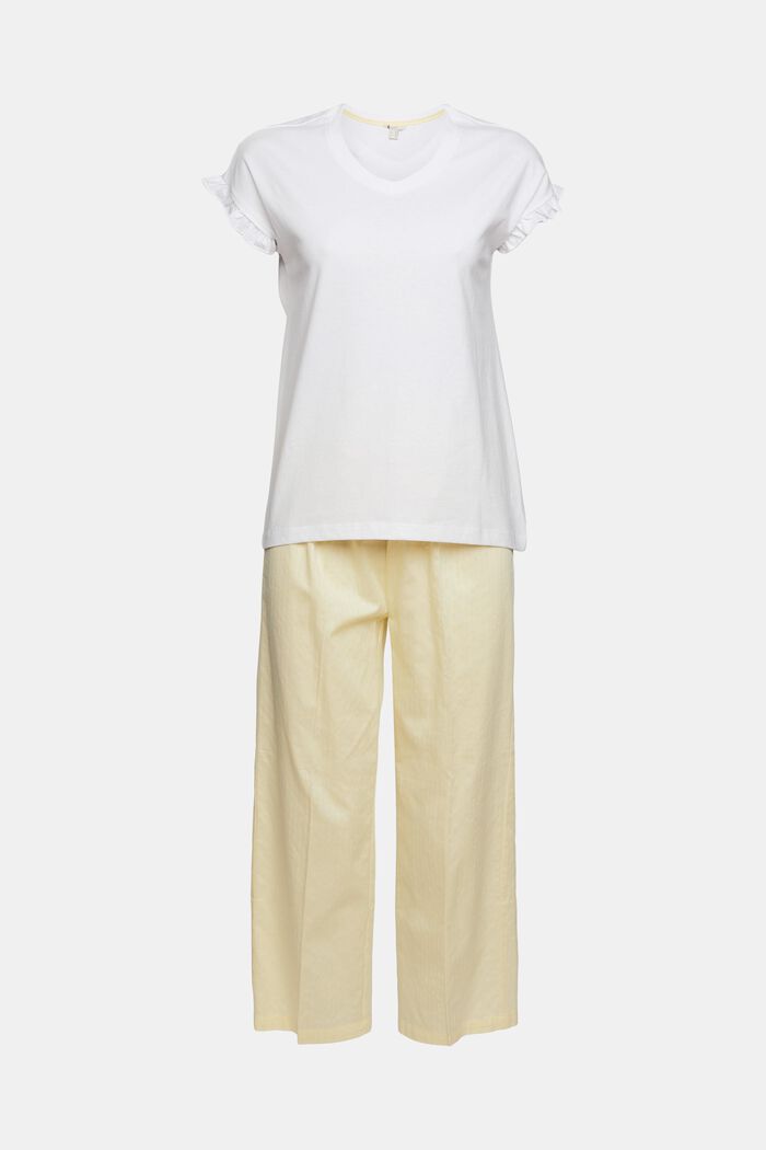 Pyjamas med jerseytop, PASTEL YELLOW, overview