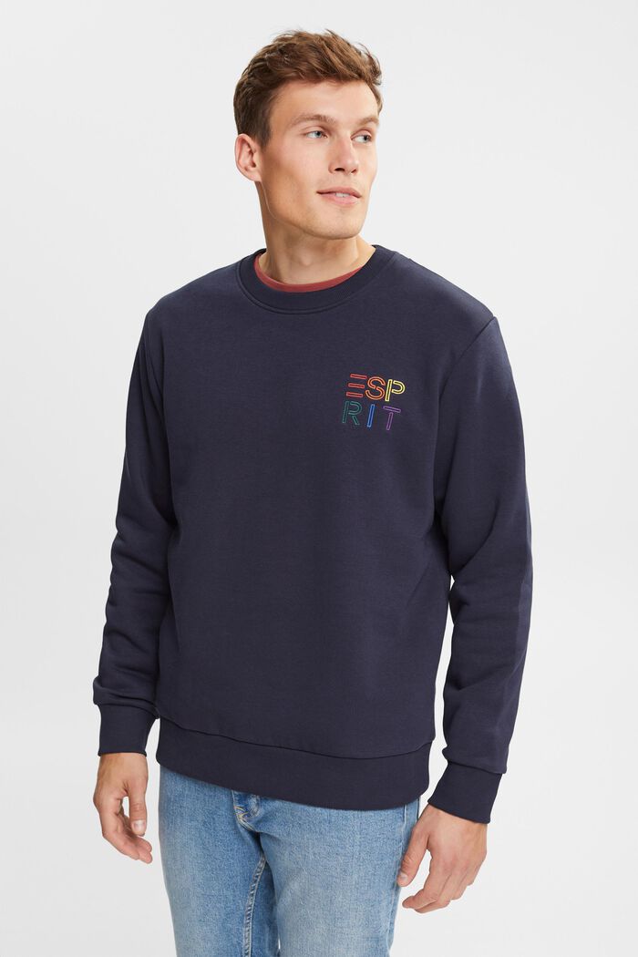 Sweatshirt med kulørt logobroderi, NAVY, detail image number 1