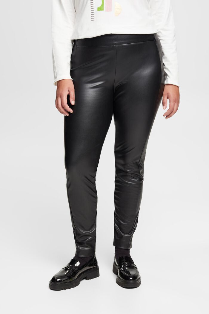 CURVY leggings i læderlook, BLACK, detail image number 0