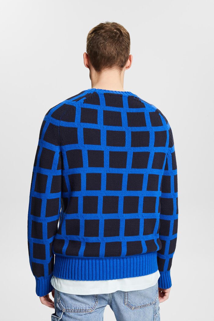 Sweater i chunky strik med logo og gittermønster, BRIGHT BLUE, detail image number 2