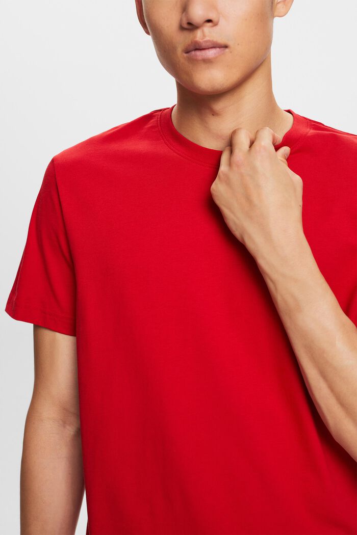 T-shirt i pima-bomuldsjersey med rund hals, DARK RED, detail image number 2