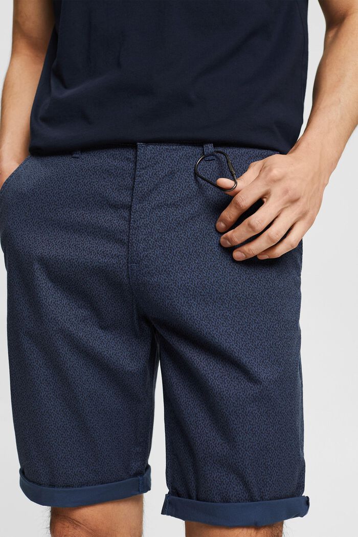 Shorts med nøglering og print, økologisk bomuld, GREY BLUE, detail image number 2