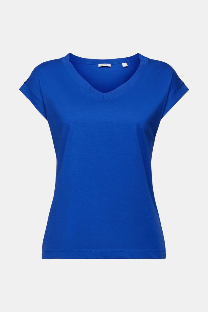 T-shirt med V-hals, BRIGHT BLUE, detail image number 5