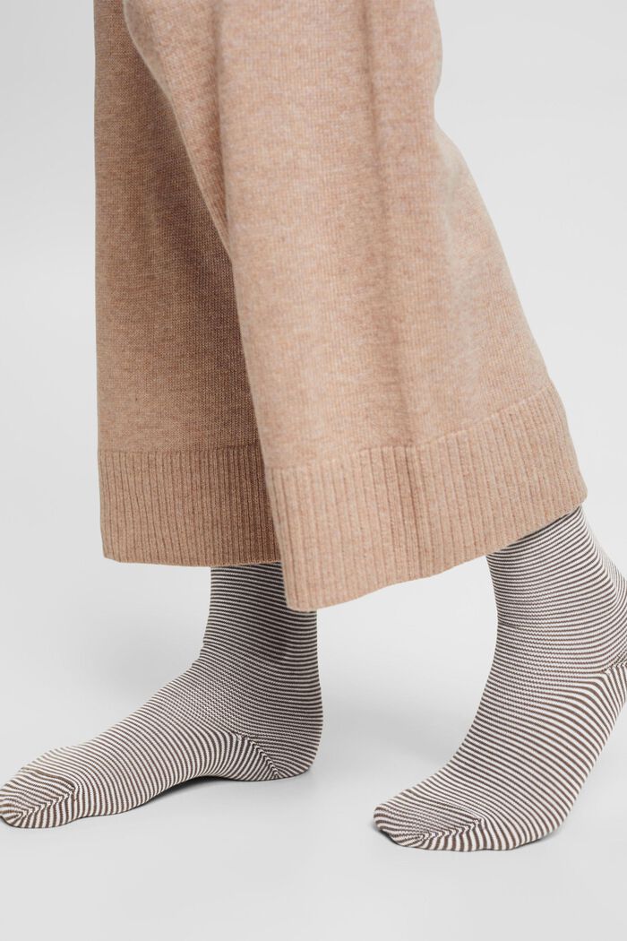 Stribede sokker med rullekant, økologisk bomuld, GREEN/BROWN, detail image number 1