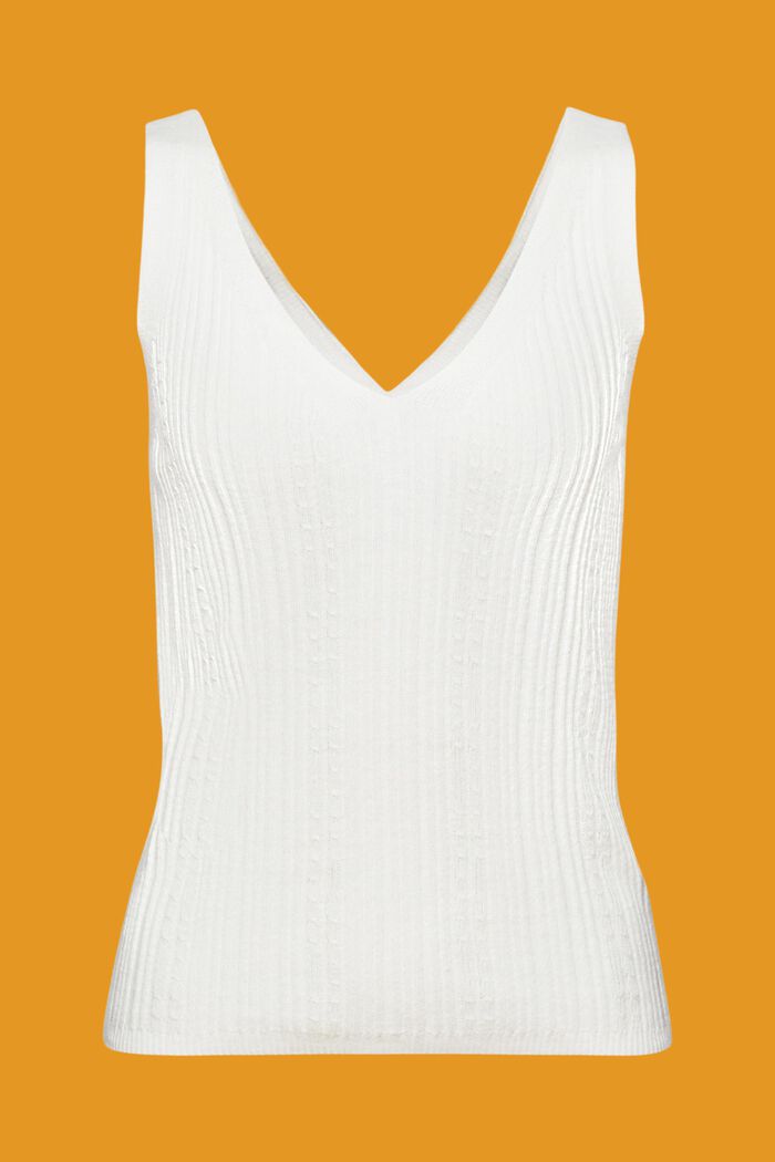 Sweatertop med V-hals, OFF WHITE, detail image number 5