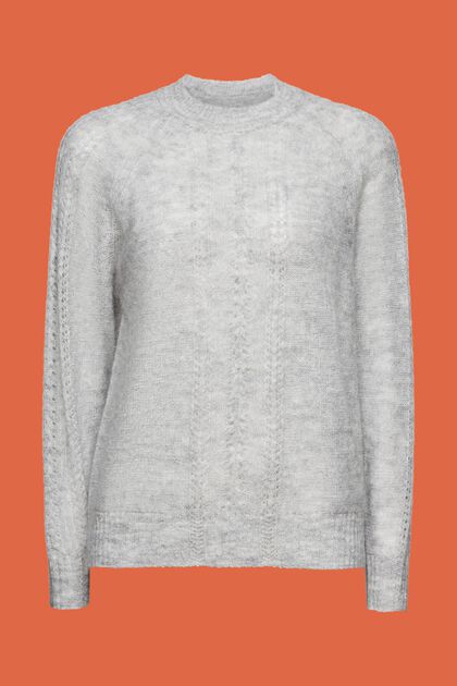 Pointelle-sweater i strik med rund hals