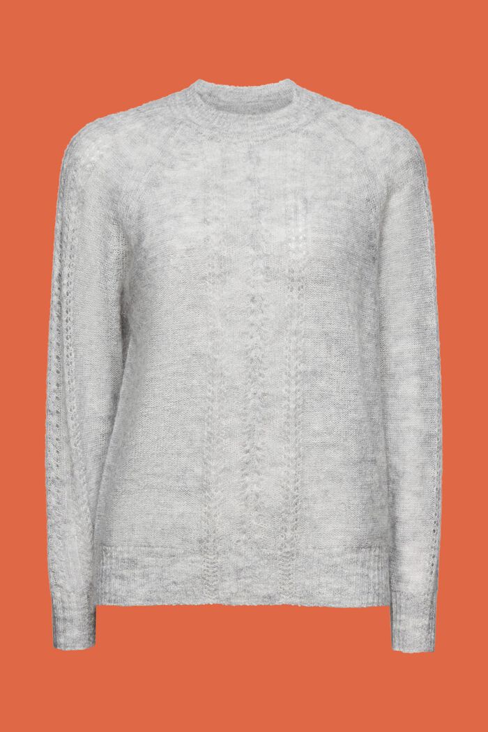 Pointelle-sweater i strik med rund hals, LIGHT GREY, detail image number 6