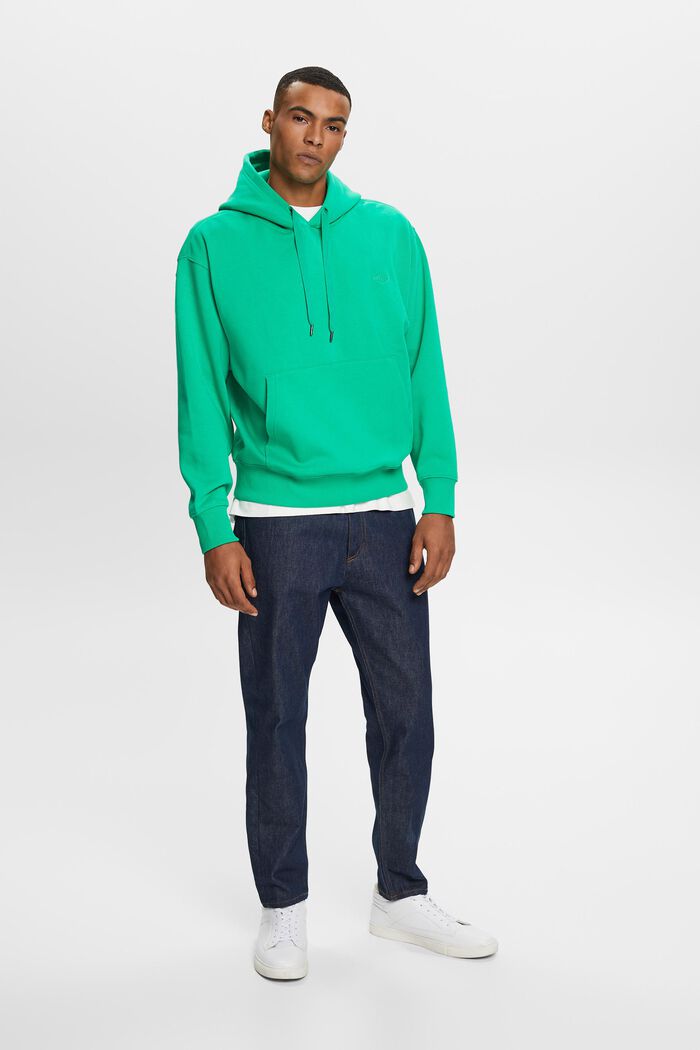 Sweatshirt med hætte og syet logo, GREEN, detail image number 4