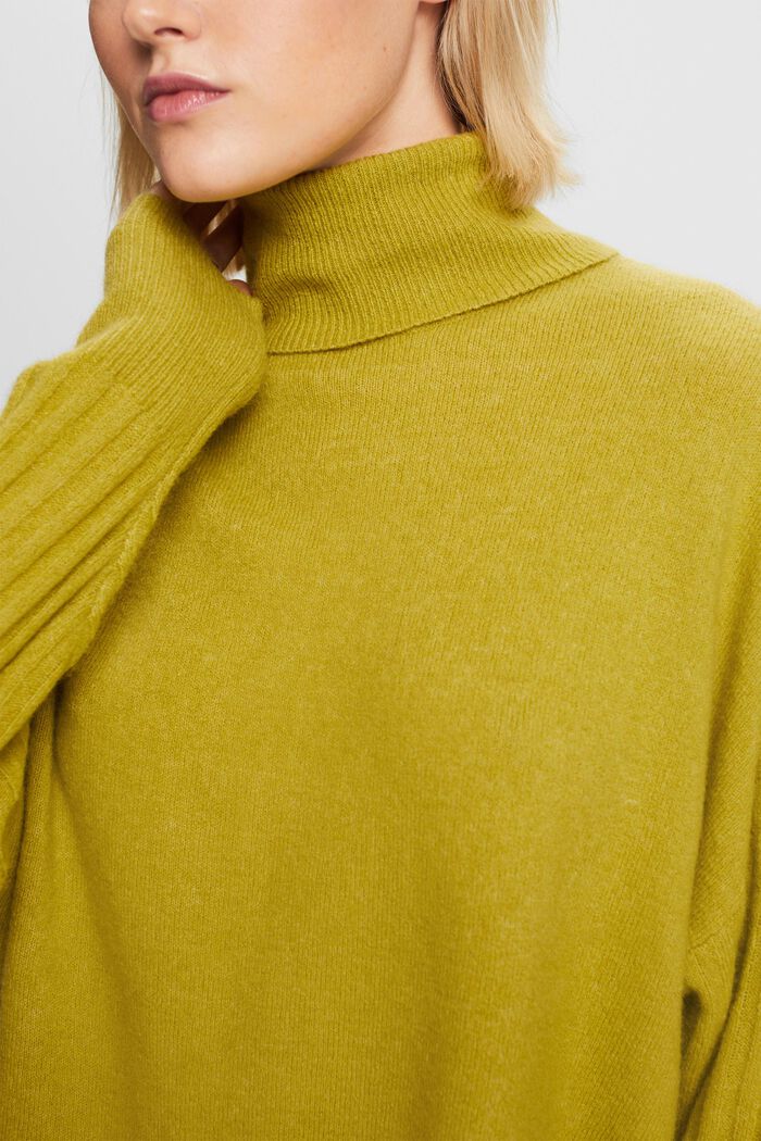 Rullekravesweater i uldmiks, PISTACHIO GREEN, detail image number 5