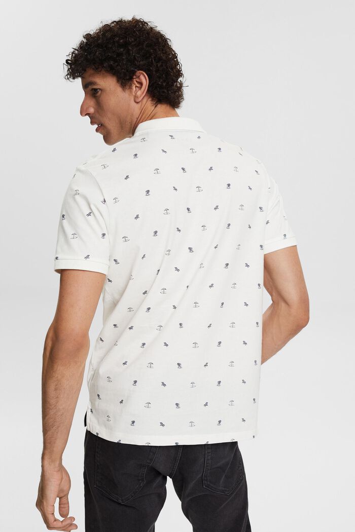 Jersey-poloskjorte med print, OFF WHITE, detail image number 3