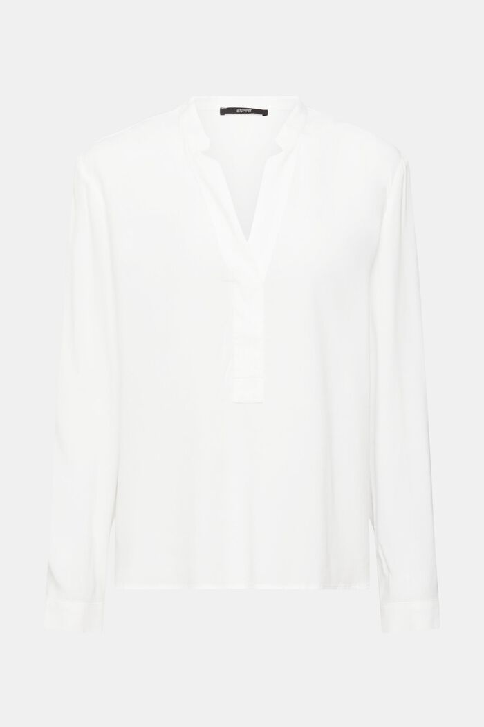 Bluse med V-hals, LENZING™ ECOVERO™, OFF WHITE, detail image number 2