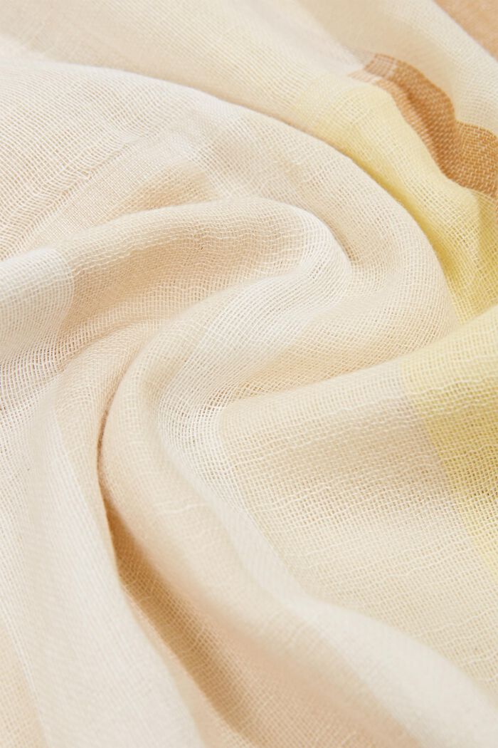 Stribet tørklæde af økologisk bomuld, OFF WHITE, detail image number 2