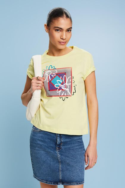 Jersey-T-shirt med print foran