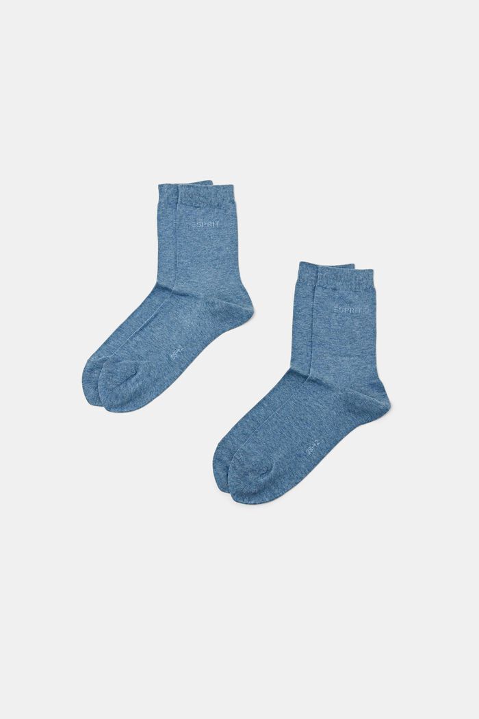 Pakke med 2 par sokker m. striklogo, øko bomuld, LIGHT DENIM, detail image number 0