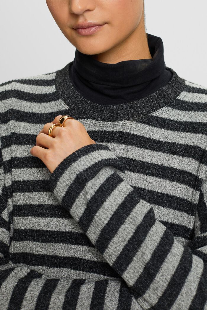 Stribet sweater, BLACK, detail image number 1