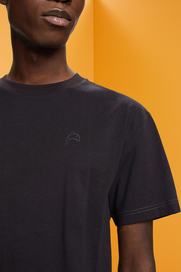 T-shirt i bomuld med delfinprint, BLACK, detail image number 2