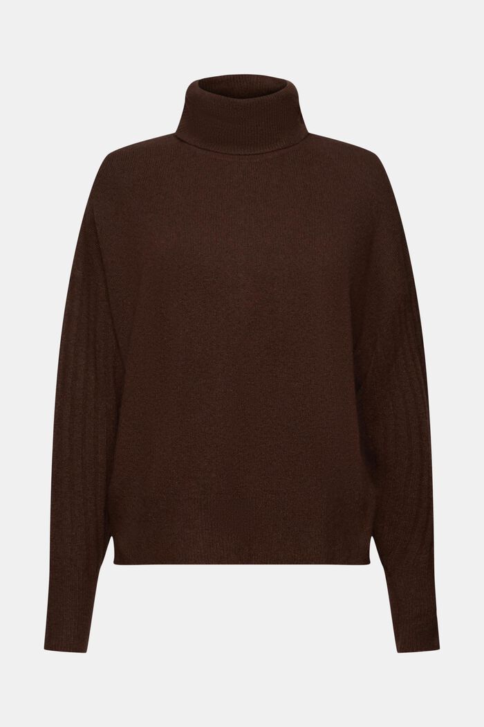 Rullekravesweater i uldmiks, BROWN, detail image number 7