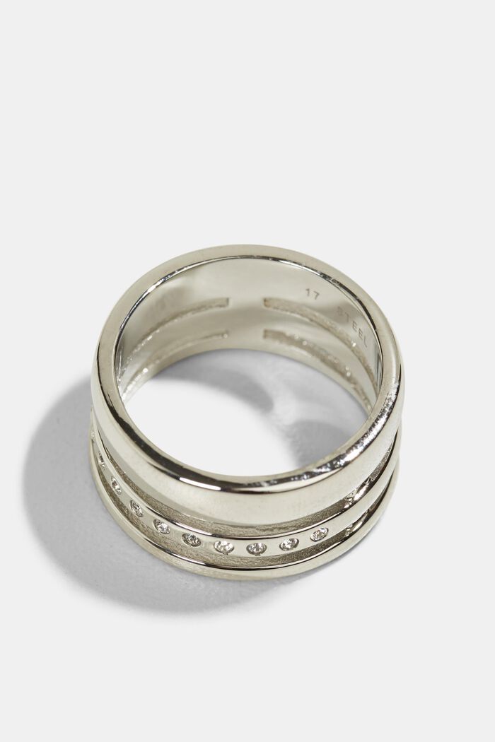 Statement-ring med en zirkoniasten, rustfrit stål, SILVER, detail image number 0
