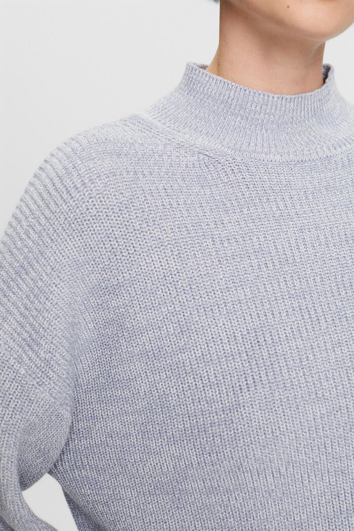 Ribstrikket sweater med høj hals, LIGHT BLUE LAVENDER, detail image number 2