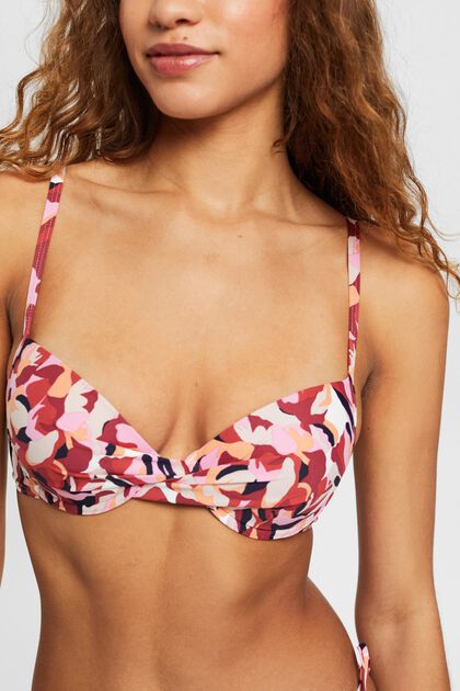 Polstret bikinitop med bøjle og blomsterprint
