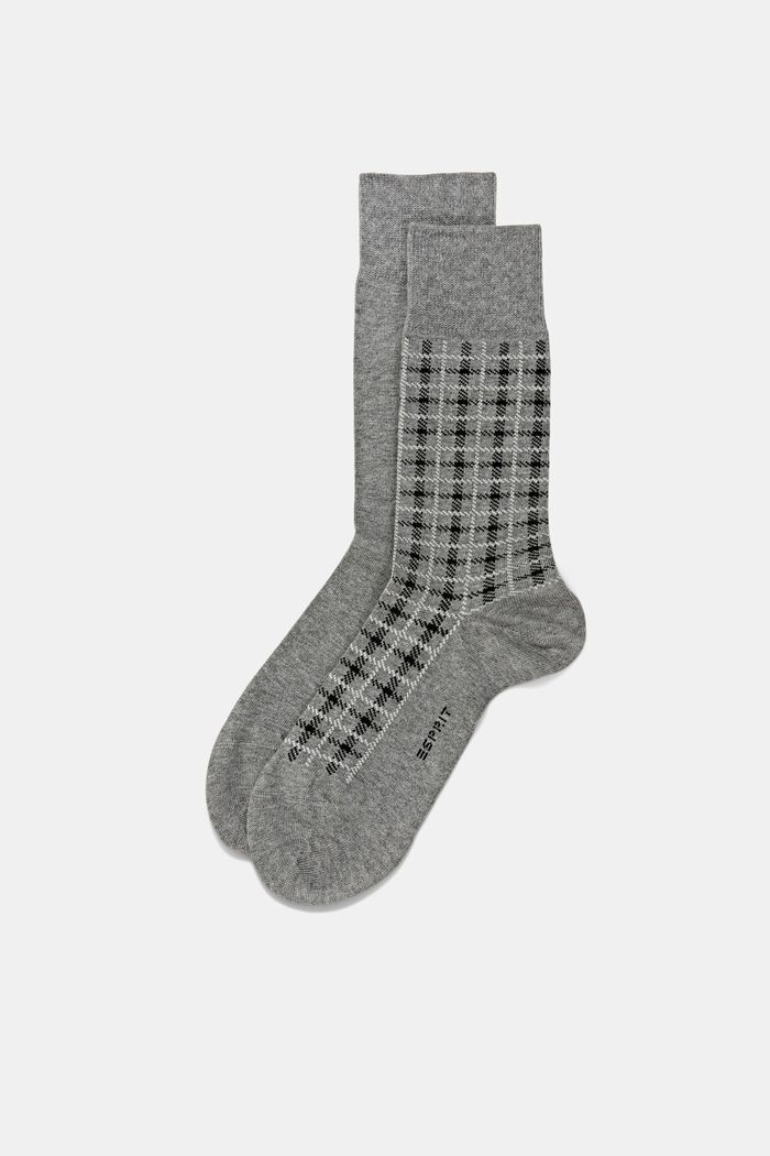 Pakke med 2 par sokker, økologisk bomuldsblanding, LIGHT GREY MELANGE, overview