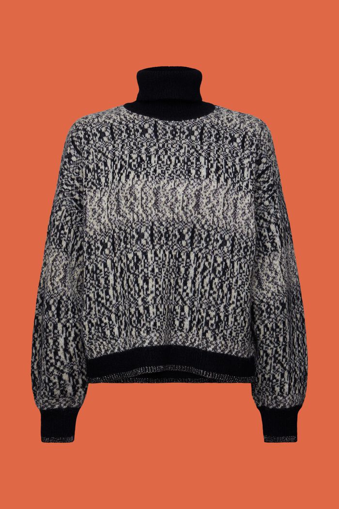 Lamé-sweater med jacquard-mønster, BLACK, detail image number 5