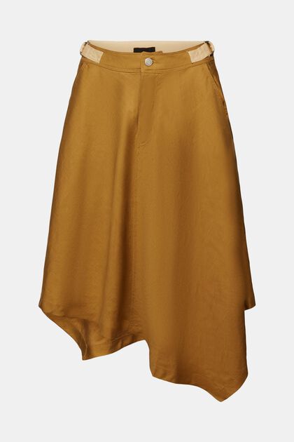 Midi-nederdel med kant forneden, der går ud i en spids
