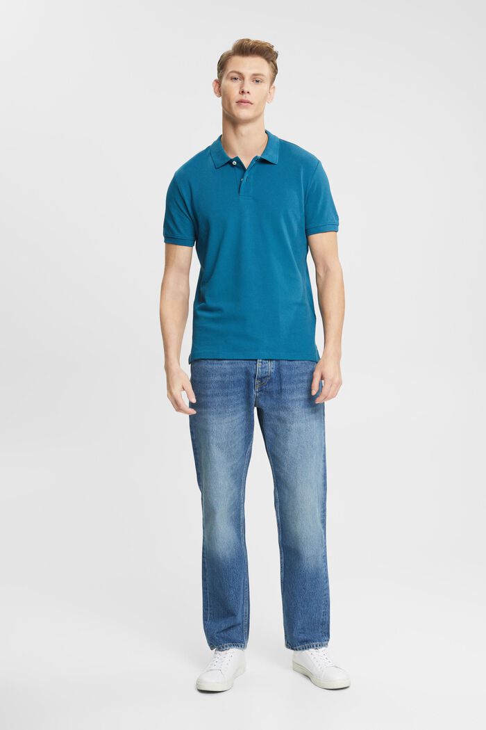 Poloshirt i slim fit, PETROL BLUE, detail image number 4