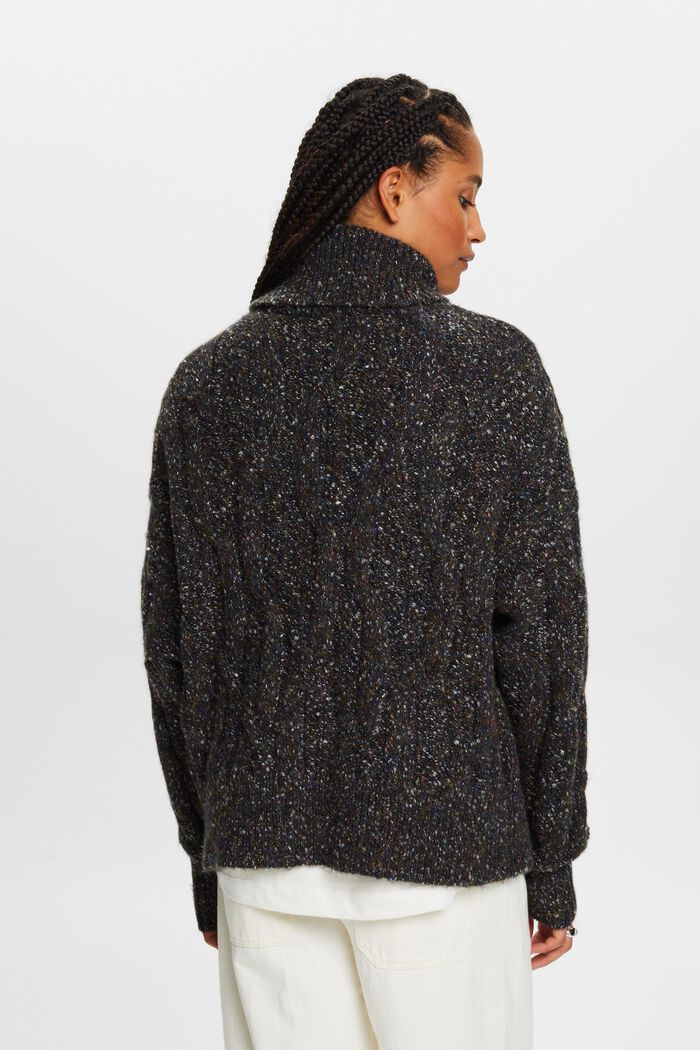 Rullekravesweater i kabelstrik, BLACK, detail image number 3