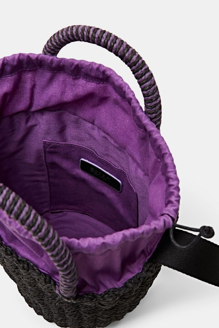 Bucket-taske i raffia med hanke foroven, BLACK, detail image number 1