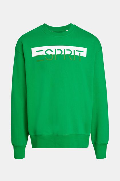 Sweatshirt med mat og glansfuld logoapplikation, GREEN, overview