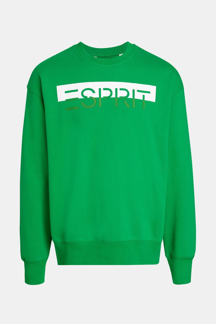 Sweatshirt med mat og glansfuld logoapplikation, GREEN, detail image number 4