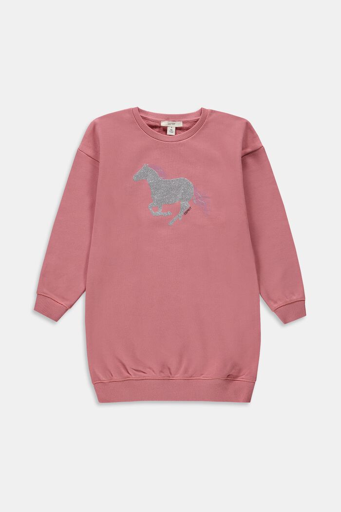 Sweatshirtkjole med hesteprint med glimmer, CORAL, detail image number 0