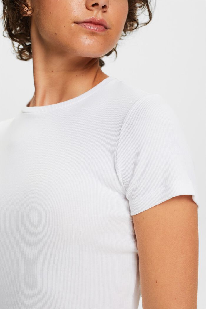 T-shirt i bomuldsjersey med rund hals, WHITE, detail image number 2