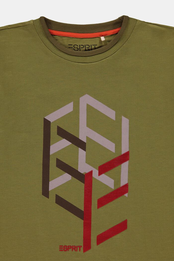 T-shirt i lag på lag-look med print, LEAF GREEN, detail image number 2