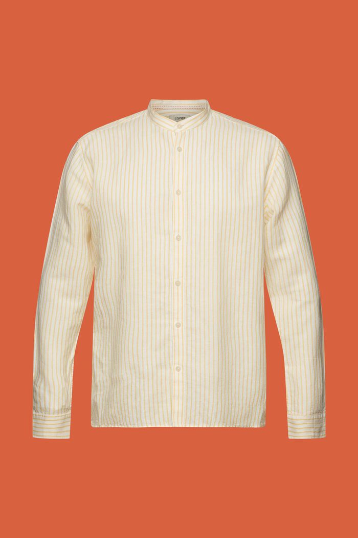Stribet skjorte, hørmiks, SUNFLOWER YELLOW, detail image number 6