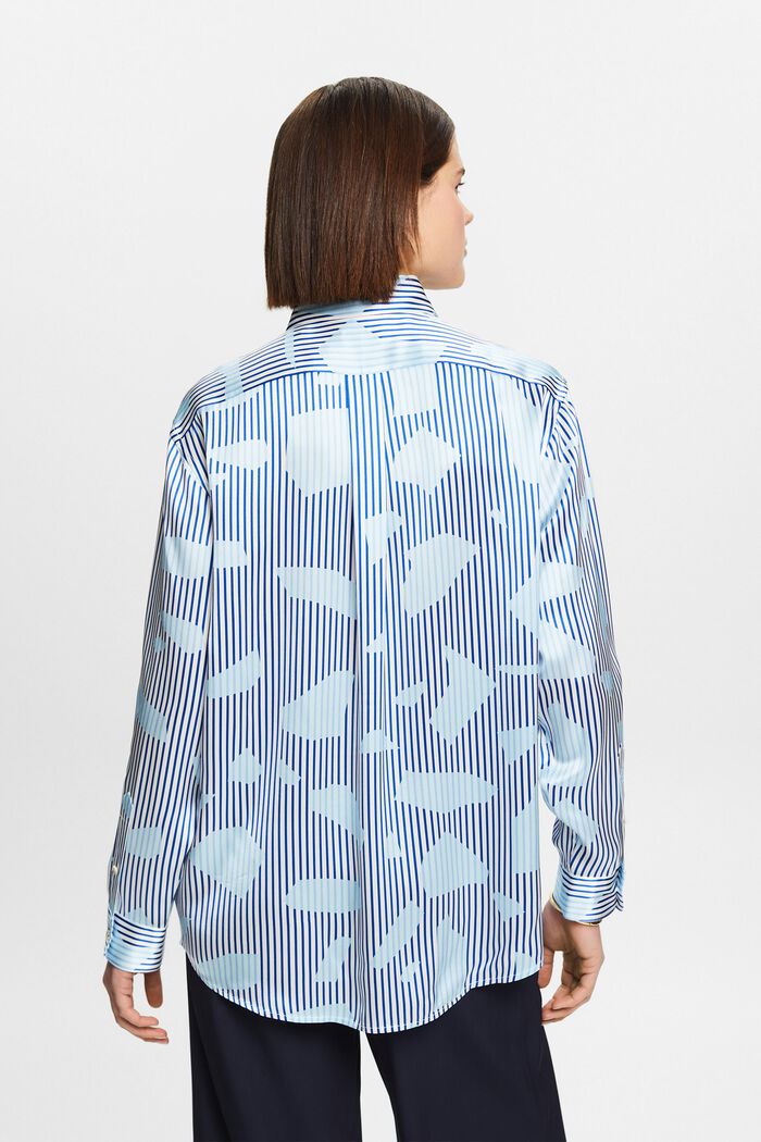 Silkeskjorte med tryk og knaplukning, BRIGHT BLUE, detail image number 2