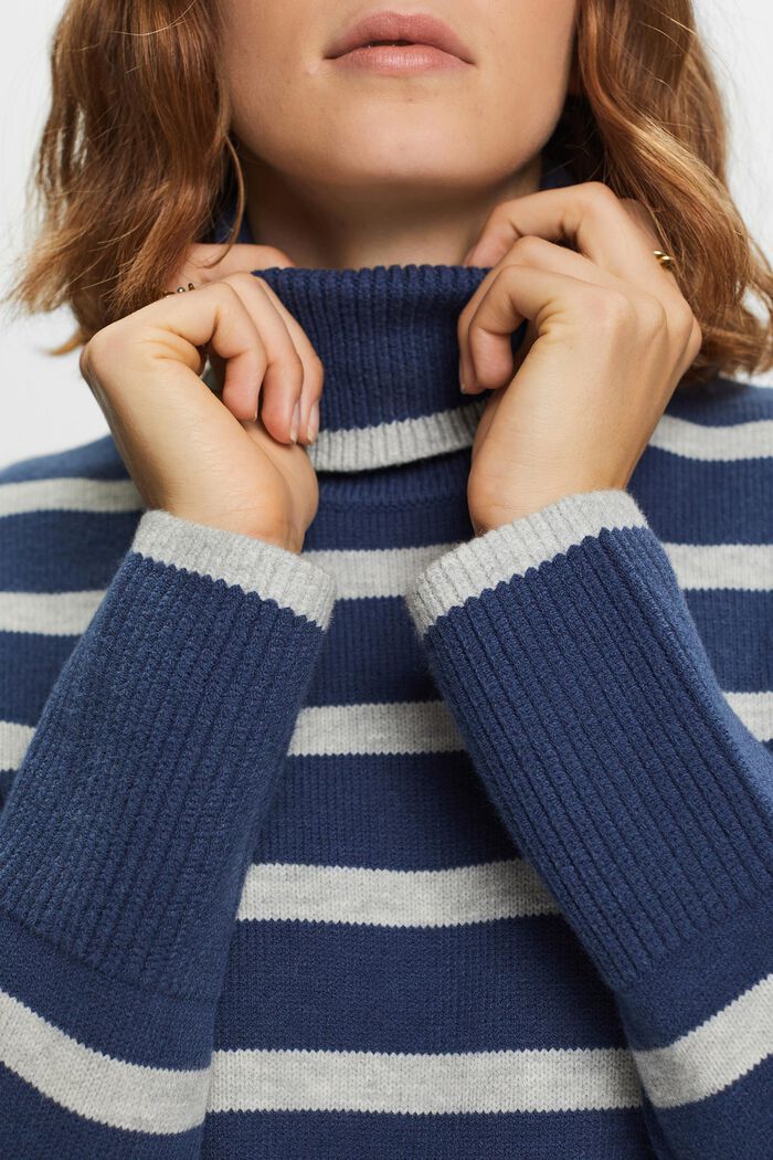 Sweater med rullekrave, GREY BLUE, detail image number 1