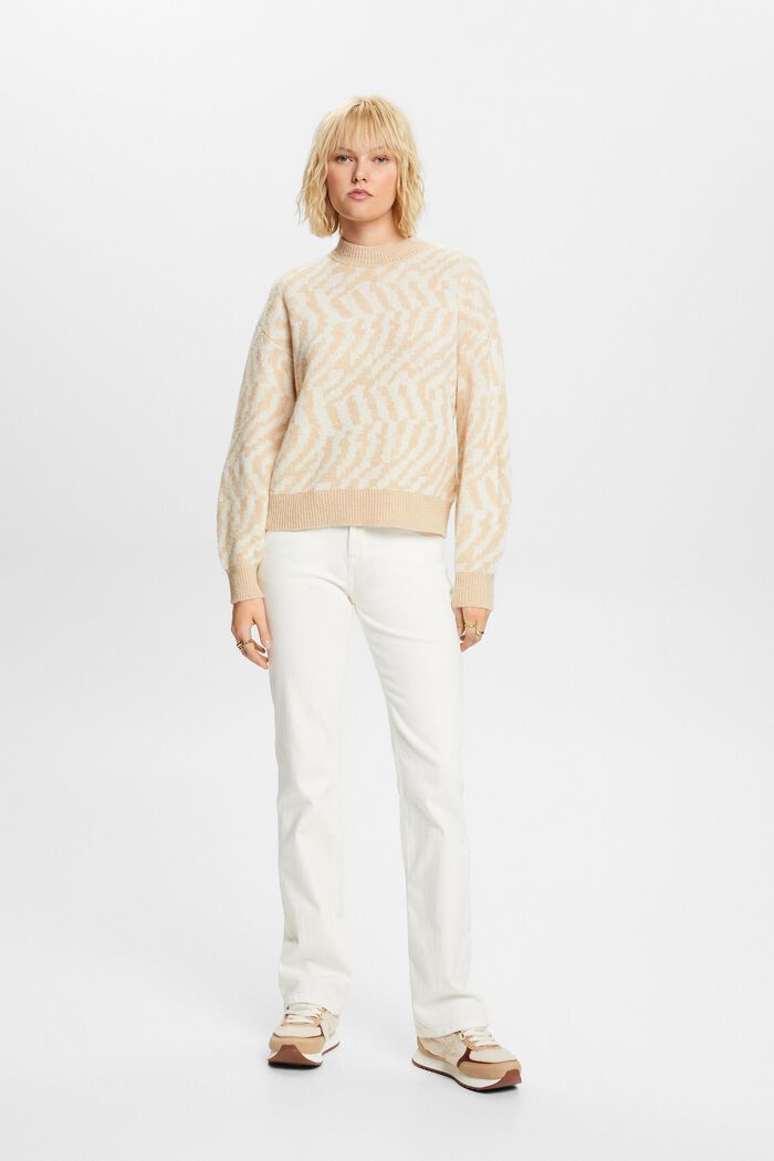 Sweater med abstrakt jacquard-mønster, DUSTY NUDE, detail image number 5