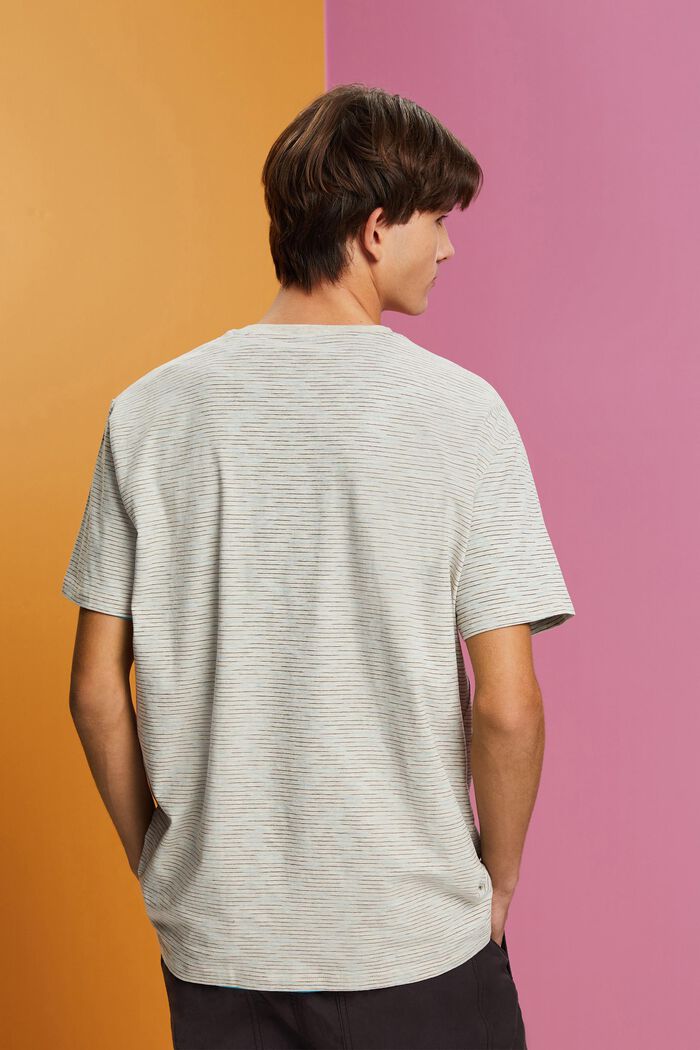 Melange-T-shirt med fine striber, TURQUOISE, detail image number 3