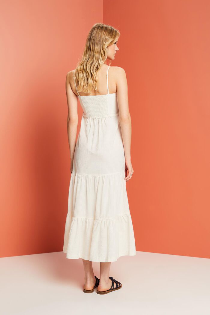 Lagdelt maxi-kjole med knapper på fronten, WHITE, detail image number 3
