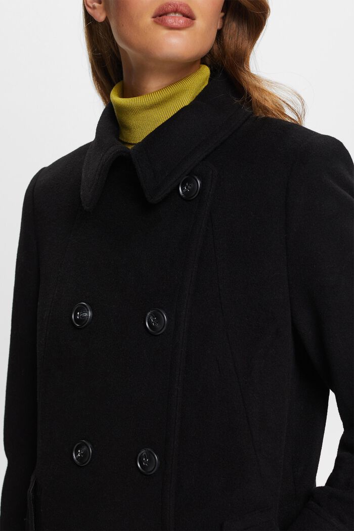 Genanvendt: Frakke i uldmiks med kashmir, BLACK, detail image number 2