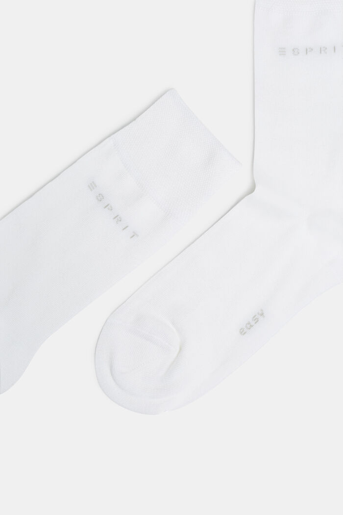 Pakke med 2 par sokker med blød kant, økologisk bomuldsblanding, WHITE, detail image number 1