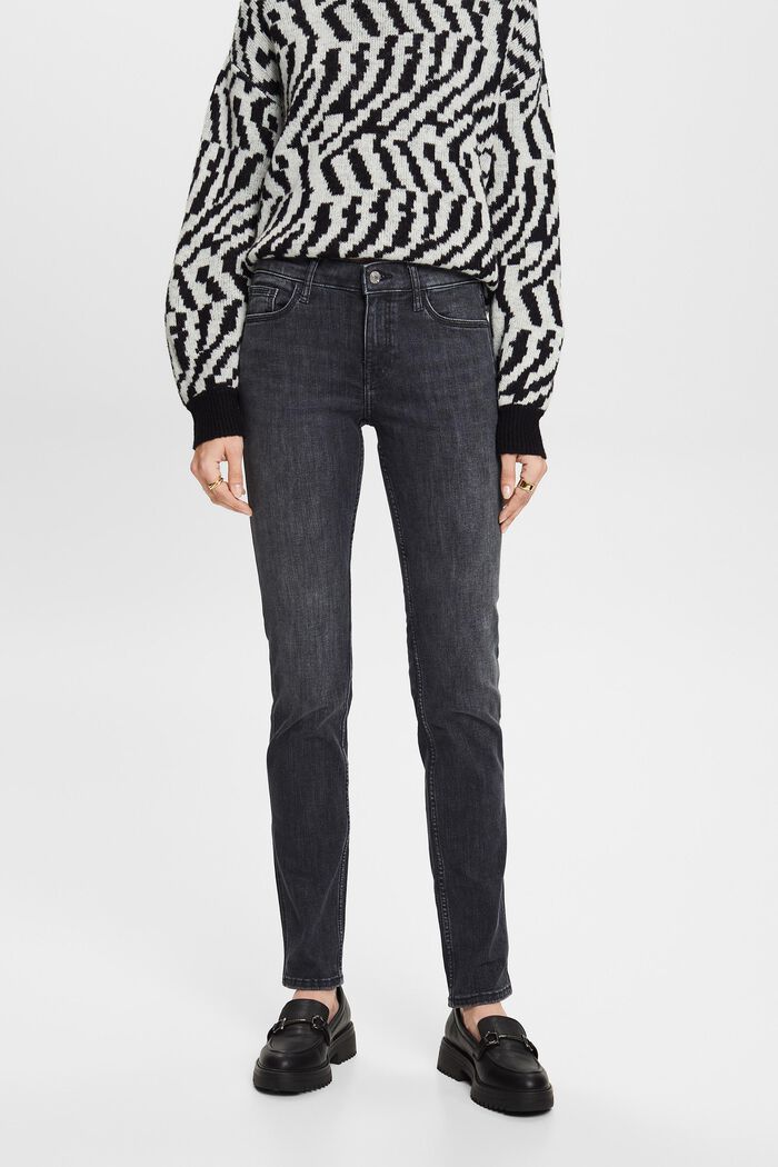 Slim fit-jeans med mellemhøj talje, BLACK MEDIUM WASHED, detail image number 0