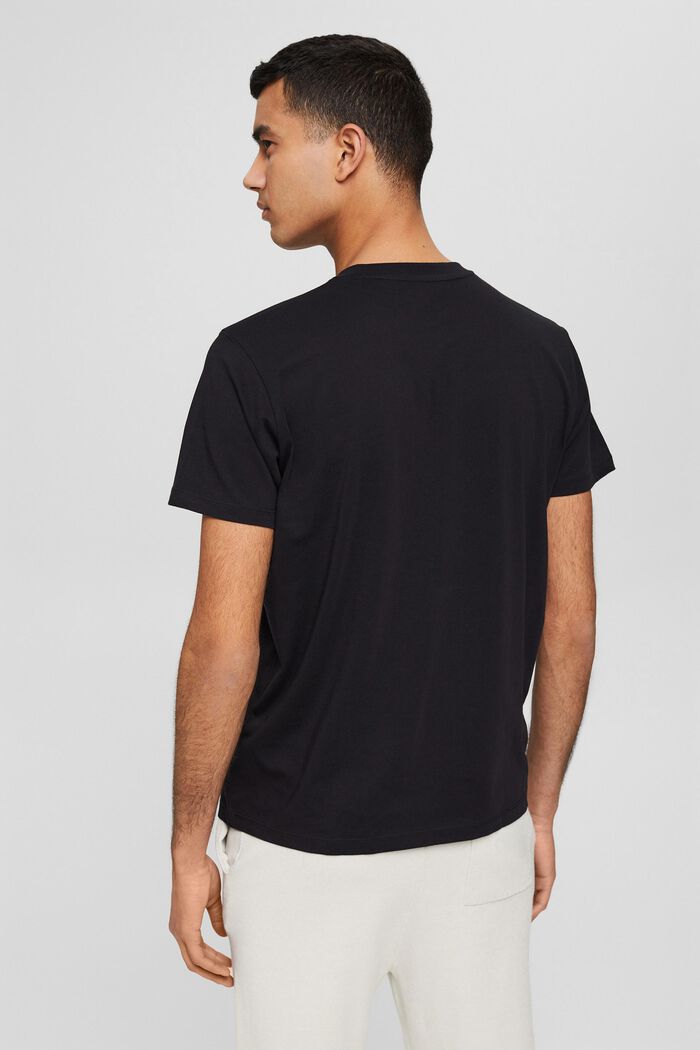 Jersey-T-shirt med logo, 100% bomuld, BLACK, detail image number 3